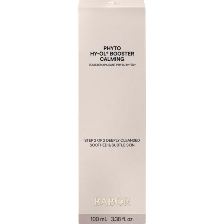 Babor Phyto HY-ÖL Booster Calming 100 ml beroligende ansiktsrens i en lys beige eske for dyprenset og rolig hud