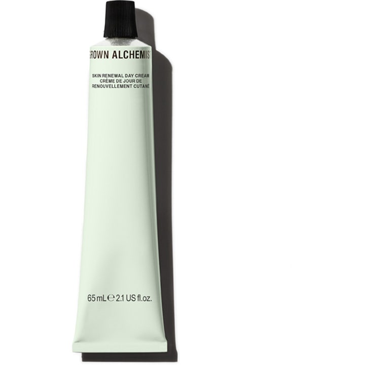 Grown Alchemist Skin Renewal Day Cream 65 ml fornyende dagkrem i en lys mintgrønn tube med sort skrukork.