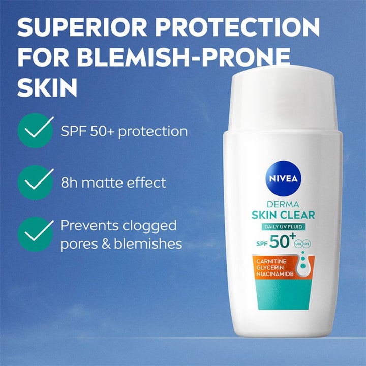 NIVEA Derma Skin Clear Daily UV Fluid SPF 50+ 40 ml mattende solkrem som forebygger urenheter