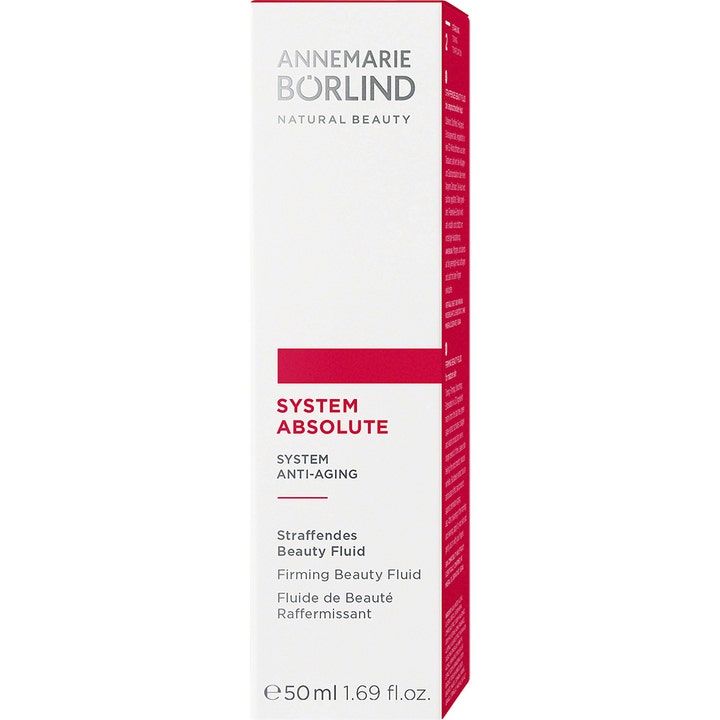 Annemarie Börlind System Absolute Beauty Fluid 50 ml oppstrammende ansiktspleie i hvit og rød ytteremballasje