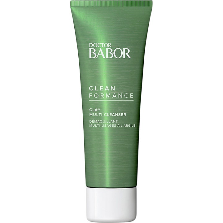 Doctor Babor Cleanformance Clay Multi-Cleanser 50ml dyprensende leirerens i en metallisk grønn tube med hvit kork