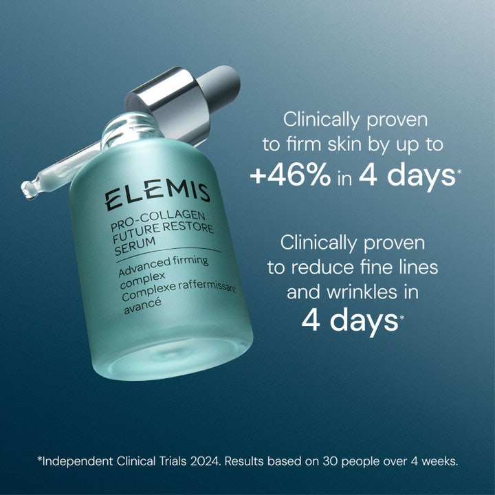 Elemis Pro Collagen Future Restore Serum 30 ml oppstrammende serum i turkis flaske som gir fastere hud på 4 dager
