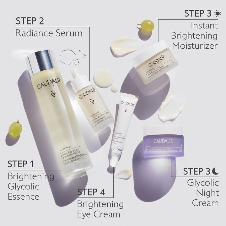 Caudalie Vinoperfect Dark Spot Correcting Glycolic Night Cream 50 ml nattkrem i lilla krukke i en rutine