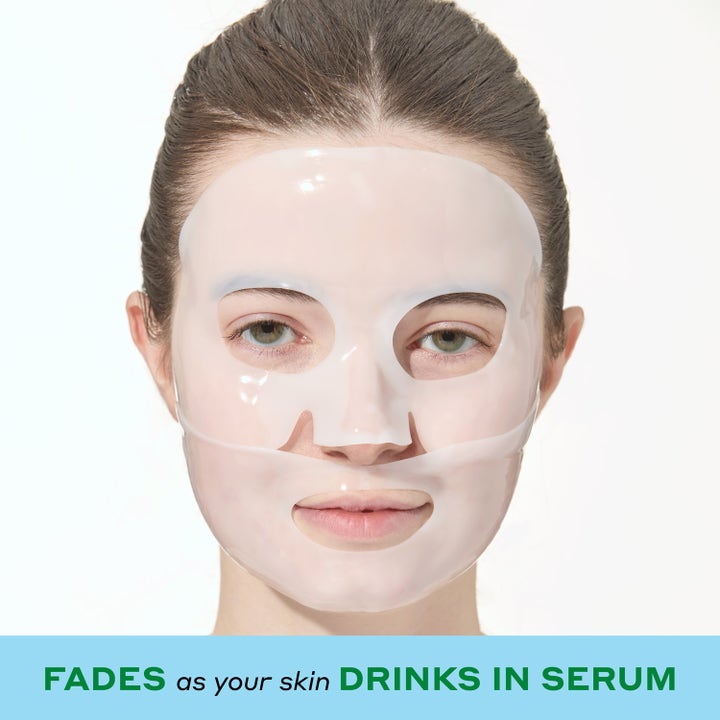 Mario Badescu Advanced Collagen Hydrogel Sheet Mask 3 stk fuktighetsgivende ansiktsmaske som blekner når huden får serum.