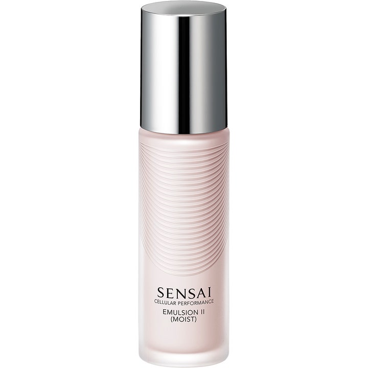Sensai Cellular Performance Emulsion II 50 ml fuktgivende ansiktskrem i rosa mønstret flaske med sølvlokk