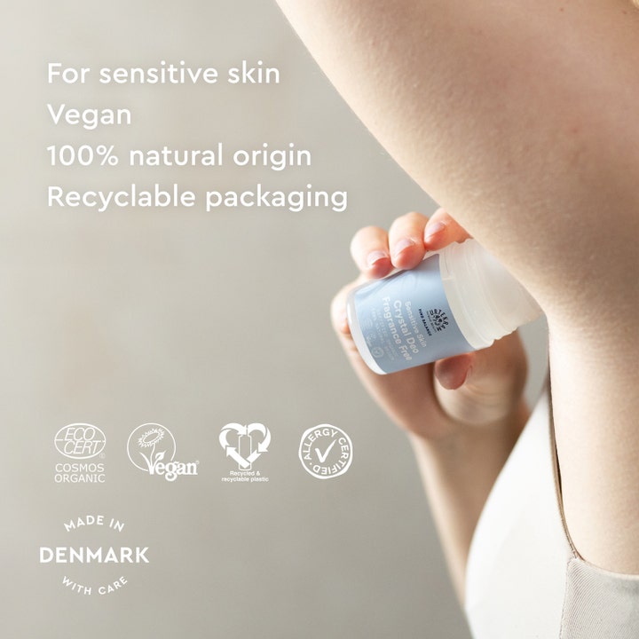 Urtekram Deodorant Fragrance Free 50 ml parfymefri deo som gir pleie til sensitiv hud og påføres i armhulen