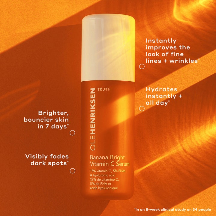 Ole Henriksen Banana Bright Vitamin C Serum 30 ml glødgivende serum i oransje flaske som reduserer synlige mørke flekker.