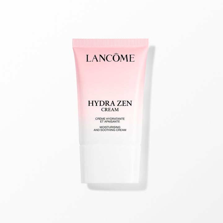 Lancôme Hydra Zen Cream beroligende ansiktskrem i tube med rosa og hvit gradient som gir fuktighet