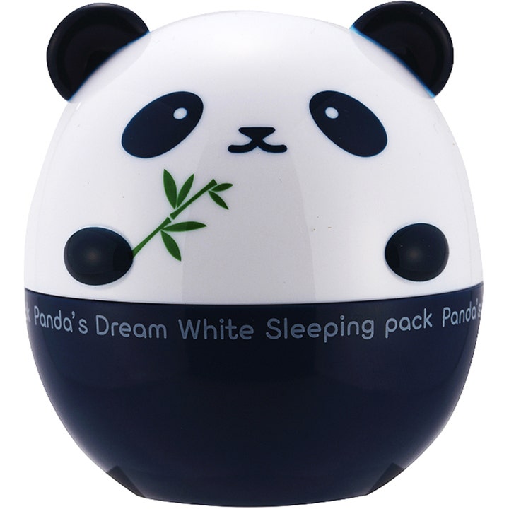TonyMoly Panda's Dream White Sleeping Pack 50g nattmaske gir glød i en hvit og mørkeblå pandaformet krukke med bambus