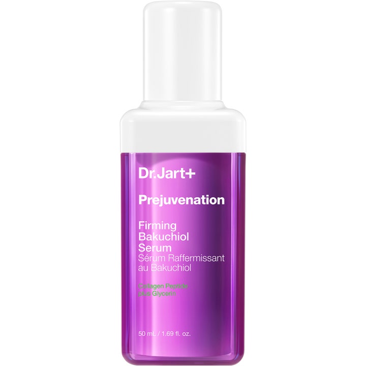 Dr. Jart+ Prejuvenation Firming Bakuchiol Serum 50 ml oppstrammende serum i lilla transparent flaske med hvit kork