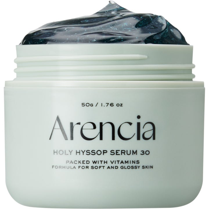 Arencia Holy Hyssop Serum 30 50g vitaminberiket serum for glød med mørkeblå gel i en lysegrønn krukke