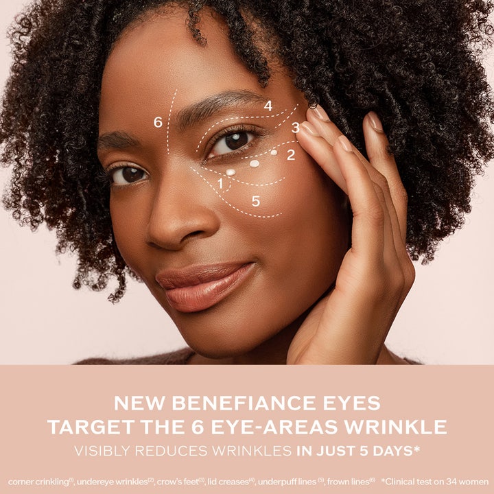 Shiseido Benefiance Wrinkle Smoothing Eye Cream 15 ml mot rynker på kvinne med markert øyeparti