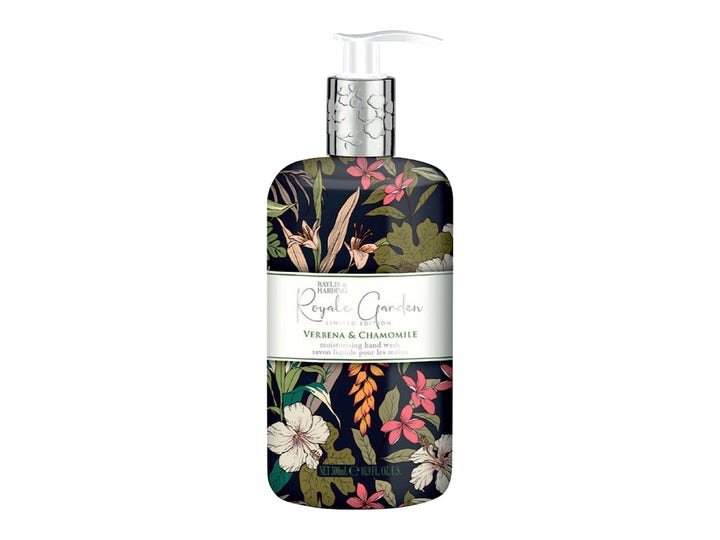 Baylis & Harding Royale Garden 500ml fuktighetsgivende håndsåpe i mørk flaske med blomstermønster og sølvpumpe
