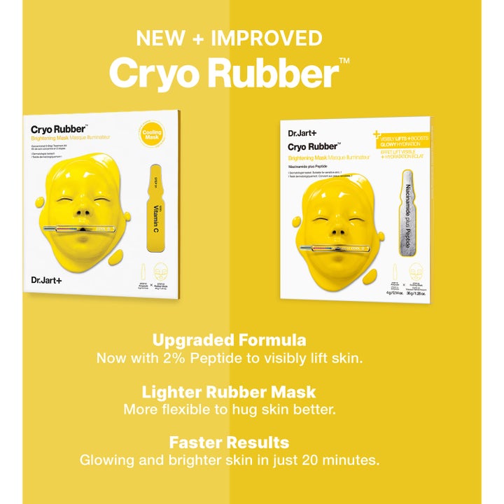 Dr.Jart+ Cryo Rubber Brightening Mask 36 g ansiktsmaske med vitamin C og peptider i hvit eske med gult motiv
