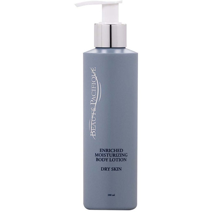 Beauté Pacifique Enriched Moisturizing Body Lotion 200 ml fuktighetsgivende bodylotion i grå flaske med hvit pumpe