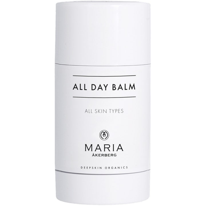 Maria Åkerberg All Day Balm beskyttende balm for alle hudtyper i en hvit sylindrisk stift med svart tekst