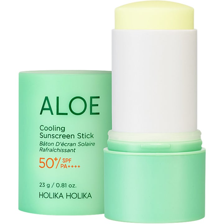 Holika Holika Aloe Cooling Sunscreen Stick 23 g kjølende solstift i mintgrønn hylse med lysegult innhold