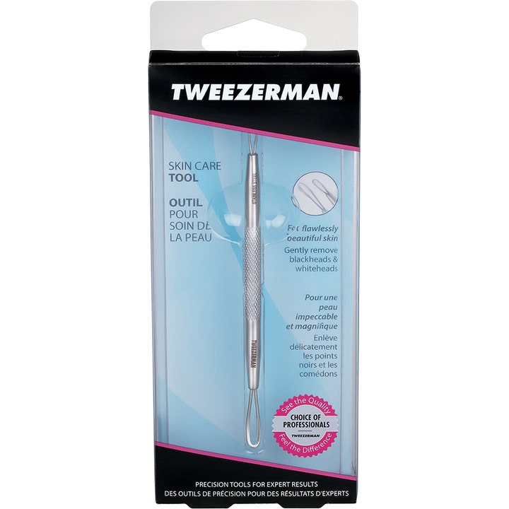 Tweezerman No Slip Skin Care Tool 1 stk hudpleieverktøy fjerner hudormer vist i originalemballasje med vindu