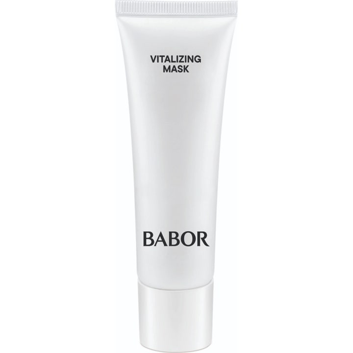 Babor Skinovage Vitalizing Mask vitaliserende ansiktsmaske i hvit tube med gullfarget tekst som gir huden ny glød
