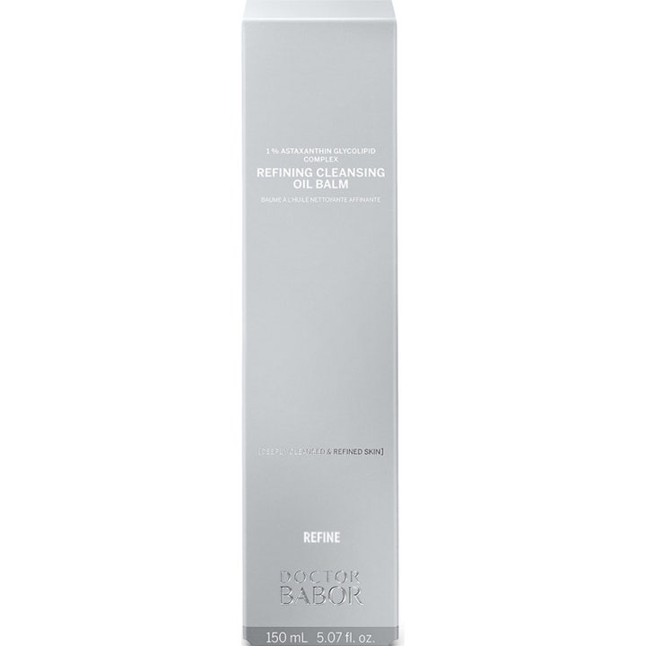 Babor DOC Refining Cleansing Oil Balm 150 ml ansiktsrengjøring i sølvfarget ytteremballasje med hvit tekst.