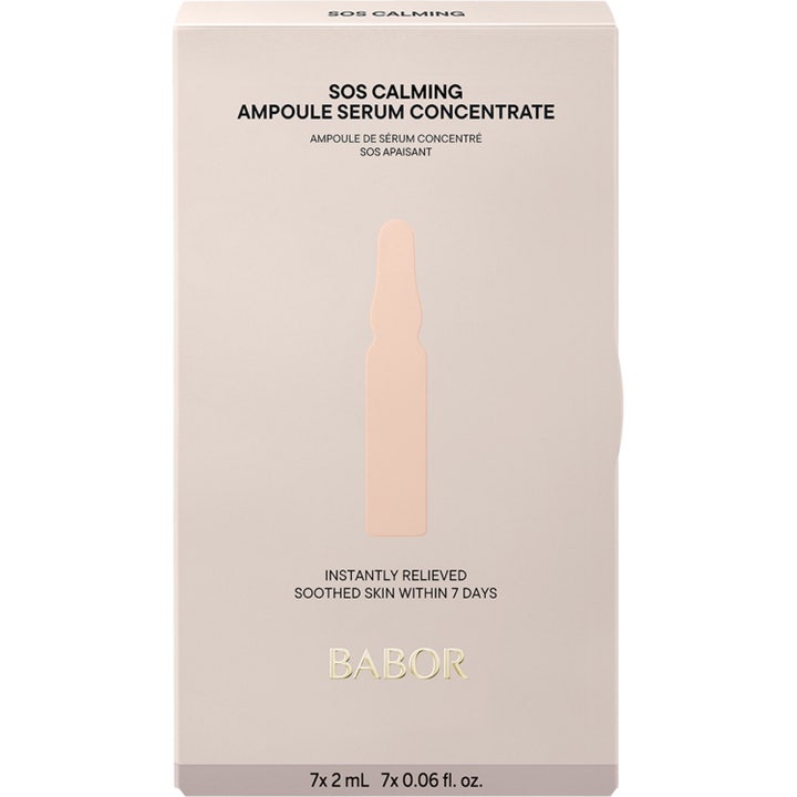Babor Ampoule SOS Calming 14 ml beroligende ansiktsserum i beige eske som gir øyeblikkelig lindring