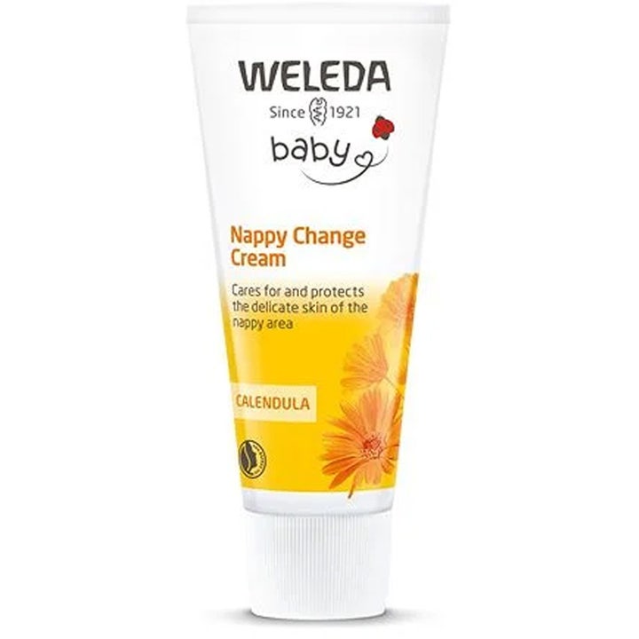 Weleda Calendula Nappy Change Cream 75 ml beskyttende sinksalve i hvit tube med gule ringblomster