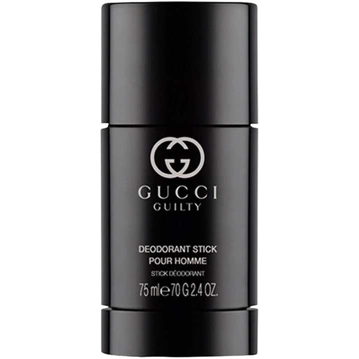 Gucci Guilty Pour Homme 75 ml deodorant stick som gir friskhet i en elegant matt svart hylse med sølvfarget logo