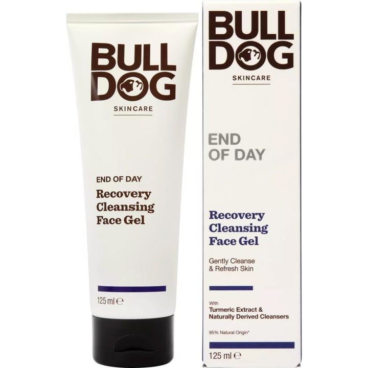 Bulldog End of Day Recovery Cleansing Face Gel 125 ml rensende ansiktsgel i hvit tube og eske med sort kork.