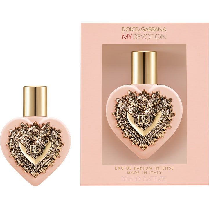 Dolce & Gabbana My Devotion EdP Intense 20 ml hjerteformet rosa dameparfyme med gulldetaljer og eske