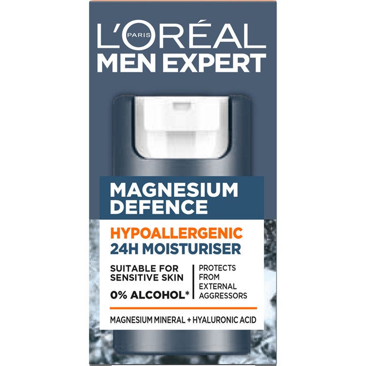 L'Oréal Paris Men Expert Magnesium Defence 50 ml fuktighetskrem for sensitiv hud i blå eske med hvit tekst