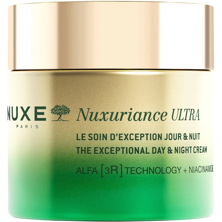 Nuxe Nuxuriance Ultra The Exceptional Day & Night Cream fornyende ansiktskrem med niacinamide i gull og grønn krukke.