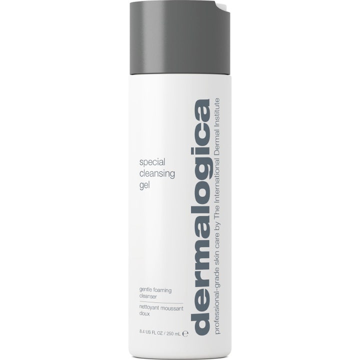 Dermalogica Special Cleansing Gel 250 ml mild ansiktsrens som fjerner urenheter i hvit sylindrisk flaske med grått lokk