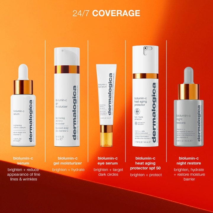 Dermalogica Biolumin-C Heat Aging Protector SPF50 50 ml beskyttende dagkrem med vitamin C i hvit pumpeflaske med gull