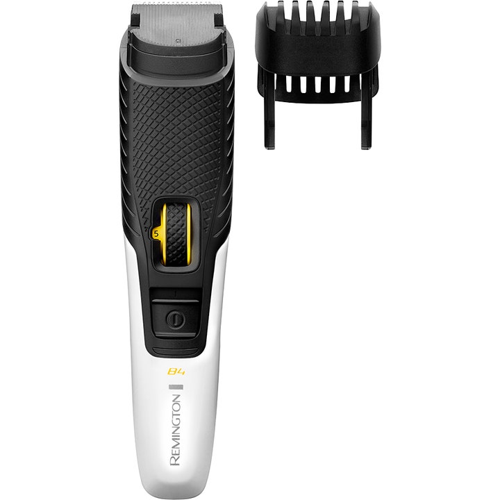 Remington Style Series Beard Trimmer B4 skjeggtrimmer gir presis styling med sort og hvit maskin og kam.