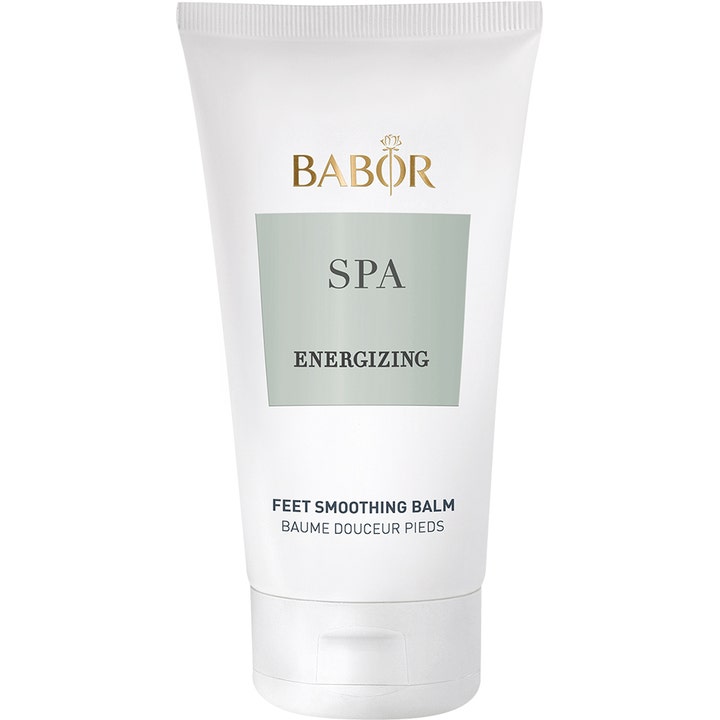 Babor SPA Energizing Feet Smoothing Balm mykgjørende fotkrem i hvit tube med grønn detalj som gir silkemyke føtter.