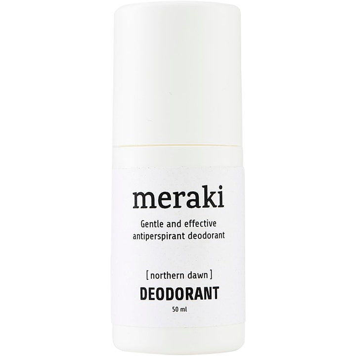 Meraki Northern Dawn 50 ml antiperspirant deodorant gir effektiv beskyttelse i en hvit minimalistisk sylindrisk flaske