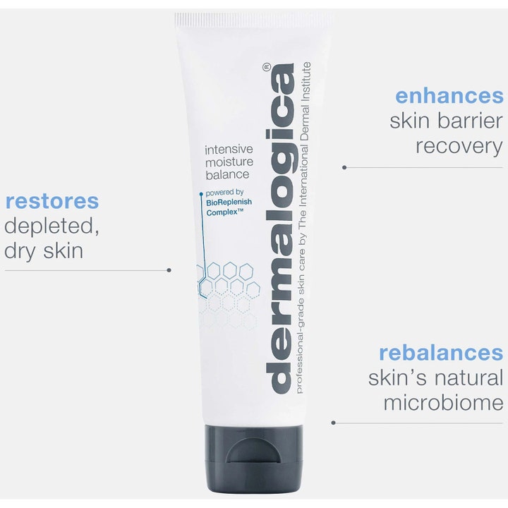 Dermalogica Intensive Moisture Balance 15 ml fuktighetskrem i hvit tube som styrker hudbarrieren.