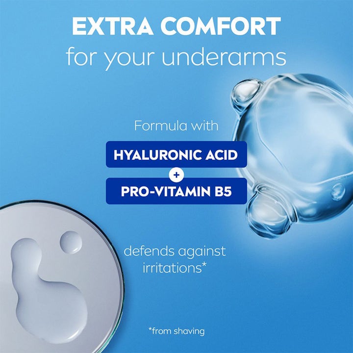 NIVEA Derma Control Defend 150 ml deospray med hyaluronsyre og pro-vitamin B5 som gir ekstra komfort mot irritasjon.
