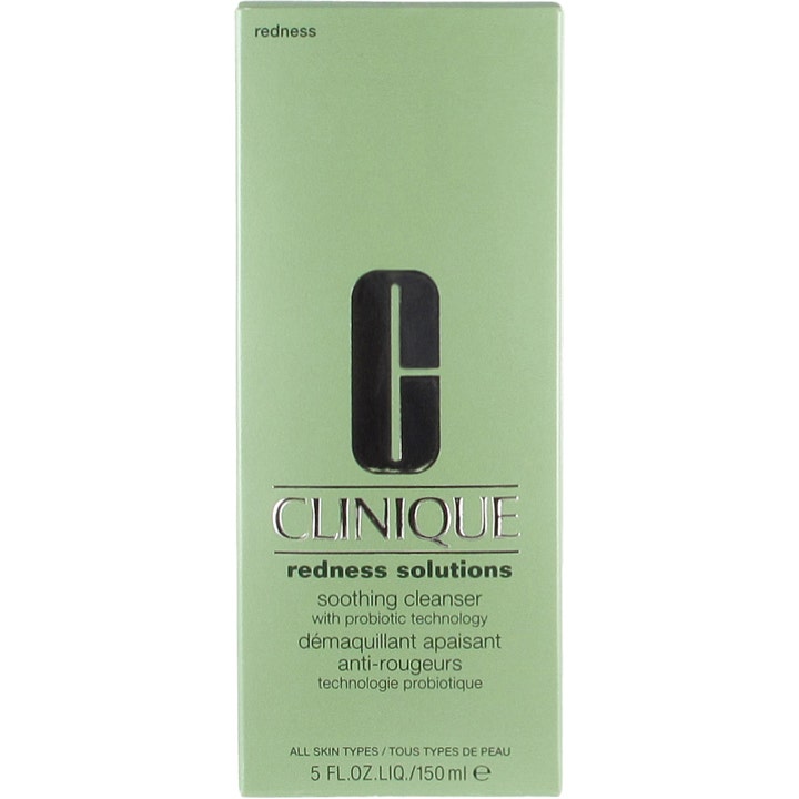 Clinique Redness Solutions Soothing Cleanser 150 ml beroligende ansiktsrens i lysegrønn ytteremballasje.