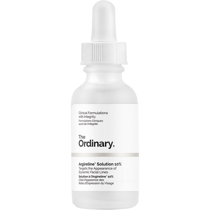 The Ordinary Argireline Solution 10% 30ml ansiktsserum mot mimikkrynker i frostet glassflaske med hvit pipette