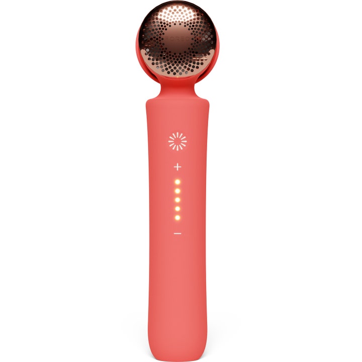 FOREO PEACH 2 Peach IPL hårfjerning for glatt hud i korall med rosegullfarget hode og lysende indikatorer