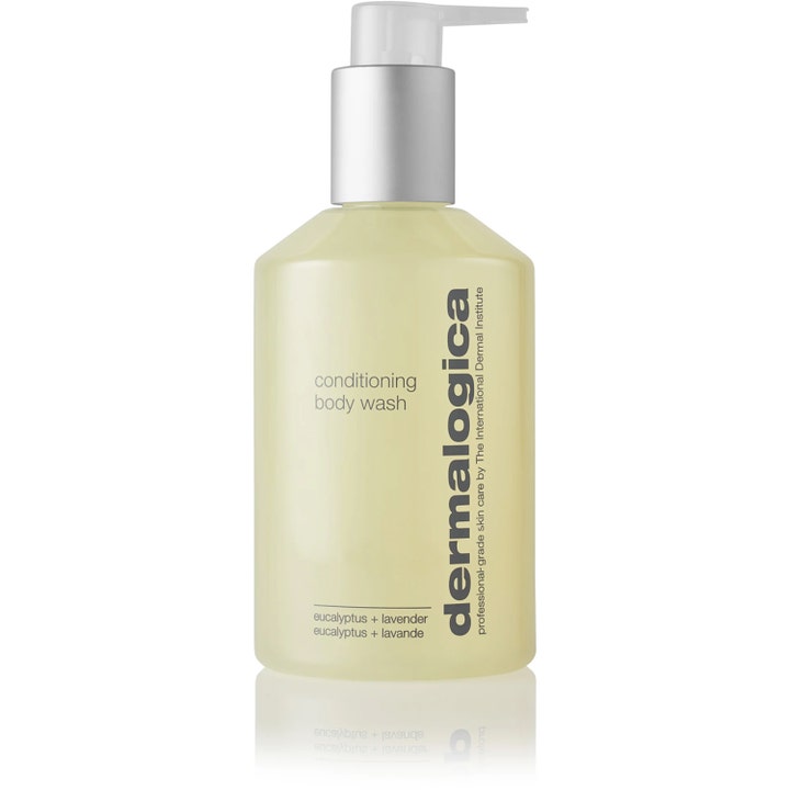 Dermalogica Conditioning Body Wash 295ml pleiende kroppsvask i frostet flaske med sølvpumpe og eukalyptus.