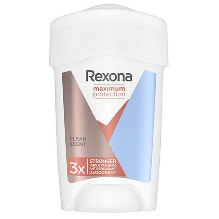 Rexona Maximum Protection Clean Scent antiperspirant deodorant gir trippel beskyttelse i hvit stift med blå detaljer