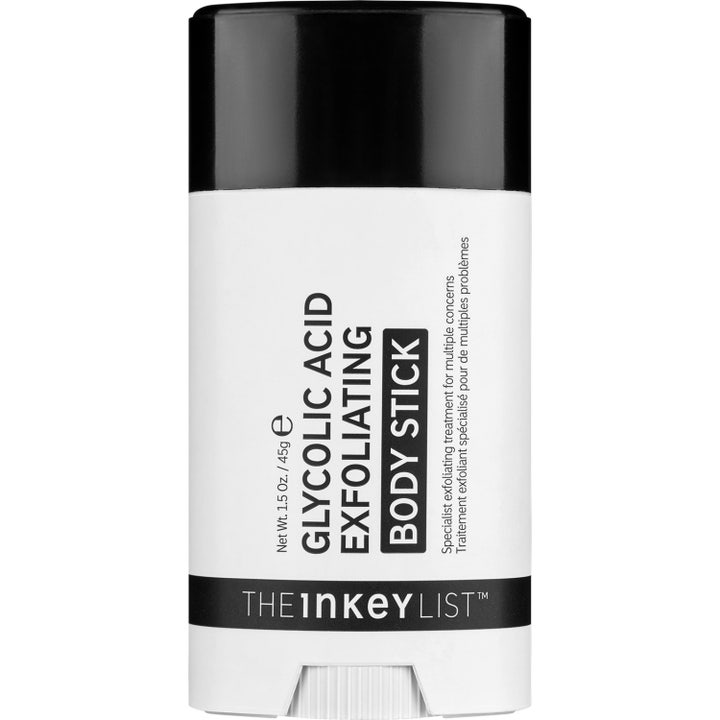 The INKEY List Glycolic Acid Exfoliating Body Stick 45g eksfolierende kroppspleie i hvit stift med svart kork