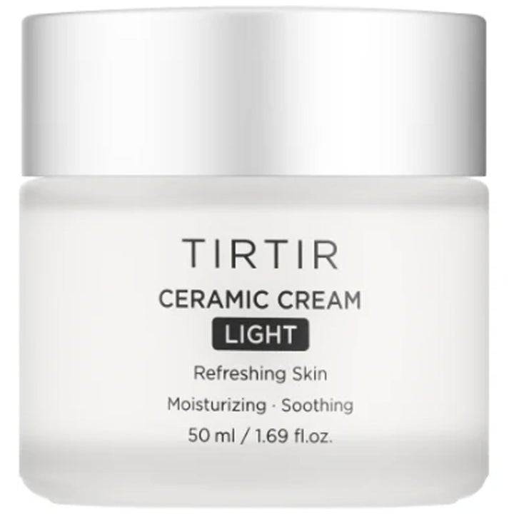 TIRTIR Ceramic Cream Light 50 ml fuktighetsgivende ansiktskrem som beroliger huden i frostet glasskrukke med sølvlokk