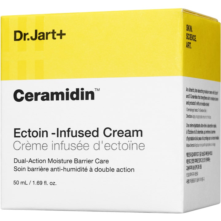 Dr.Jart+ Ceramidin Ectoin-Infused Cream 50 ml fuktighetsgivende ansiktskrem i hvit og gul eske