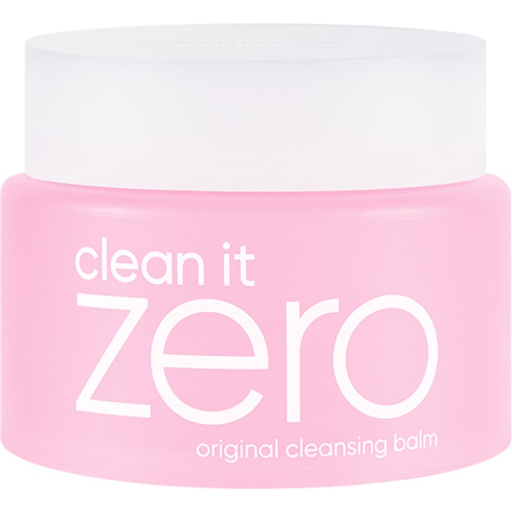 Banila Co Clean It Zero Original 100 ml rensebalm fjerner sminke og gir fukt i en rosa krukke med hvitt lokk.
