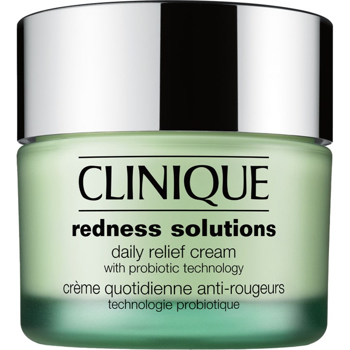 Clinique Redness Solutions Daily Relief Cream 50 ml beroligende ansiktskrem i lysegrønn krukke med sølvlokk