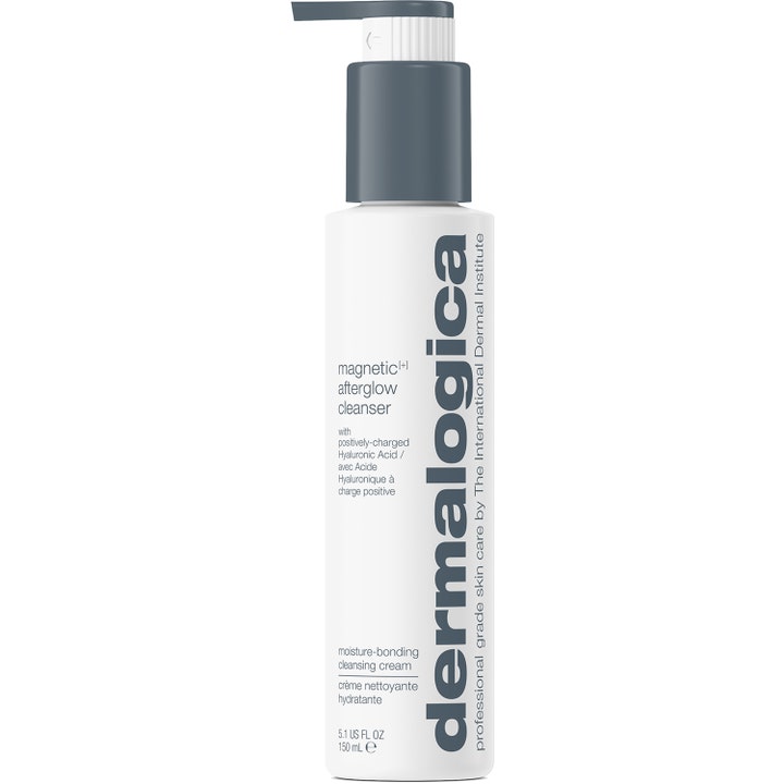 Dermalogica Magnetic Afterglow Cleanser 150 ml fuktighetsgivende rensekrem med hyaluronsyre i hvit flaske med grå pumpe