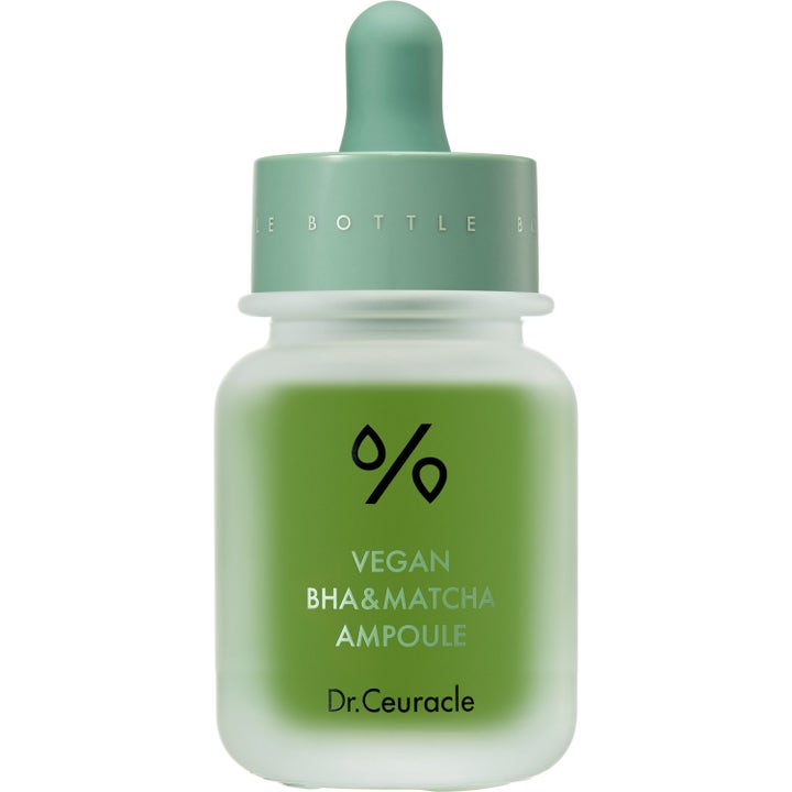 Dr. Ceuracle Vegan BHA & Matcha Ampoule 30ml eksfolierende ampulle i frostet glassflaske med lysegrønn kork.